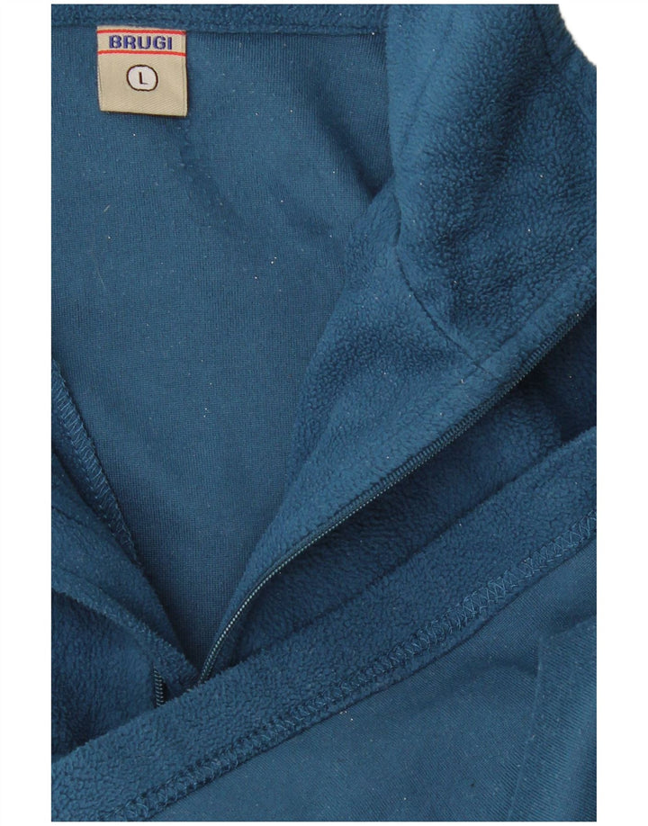Brugi Hombre Jersey De Forro Polar Con Cremallera Y Cuello Grande Azul