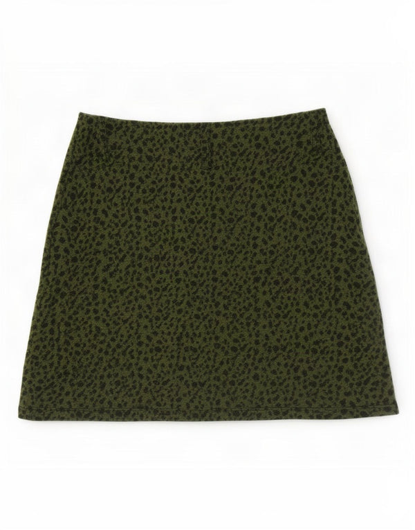 Zara Mujer Trafaluc Mini Falda Mediana W28 Verde Animal Print Viscosa
