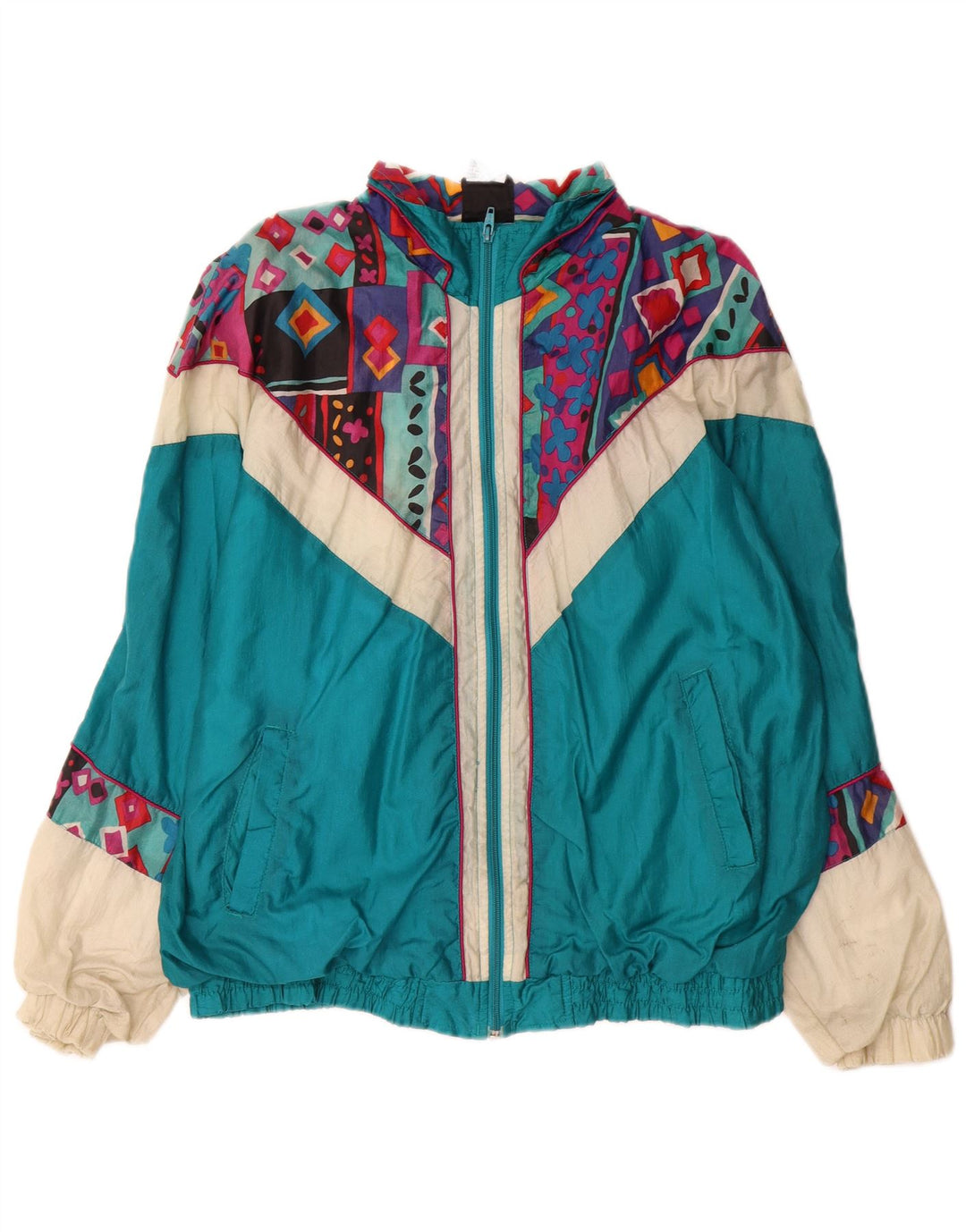 Stefano Hombre Chaqueta De Chándal Superior Nylon Color Block Azul Grande
