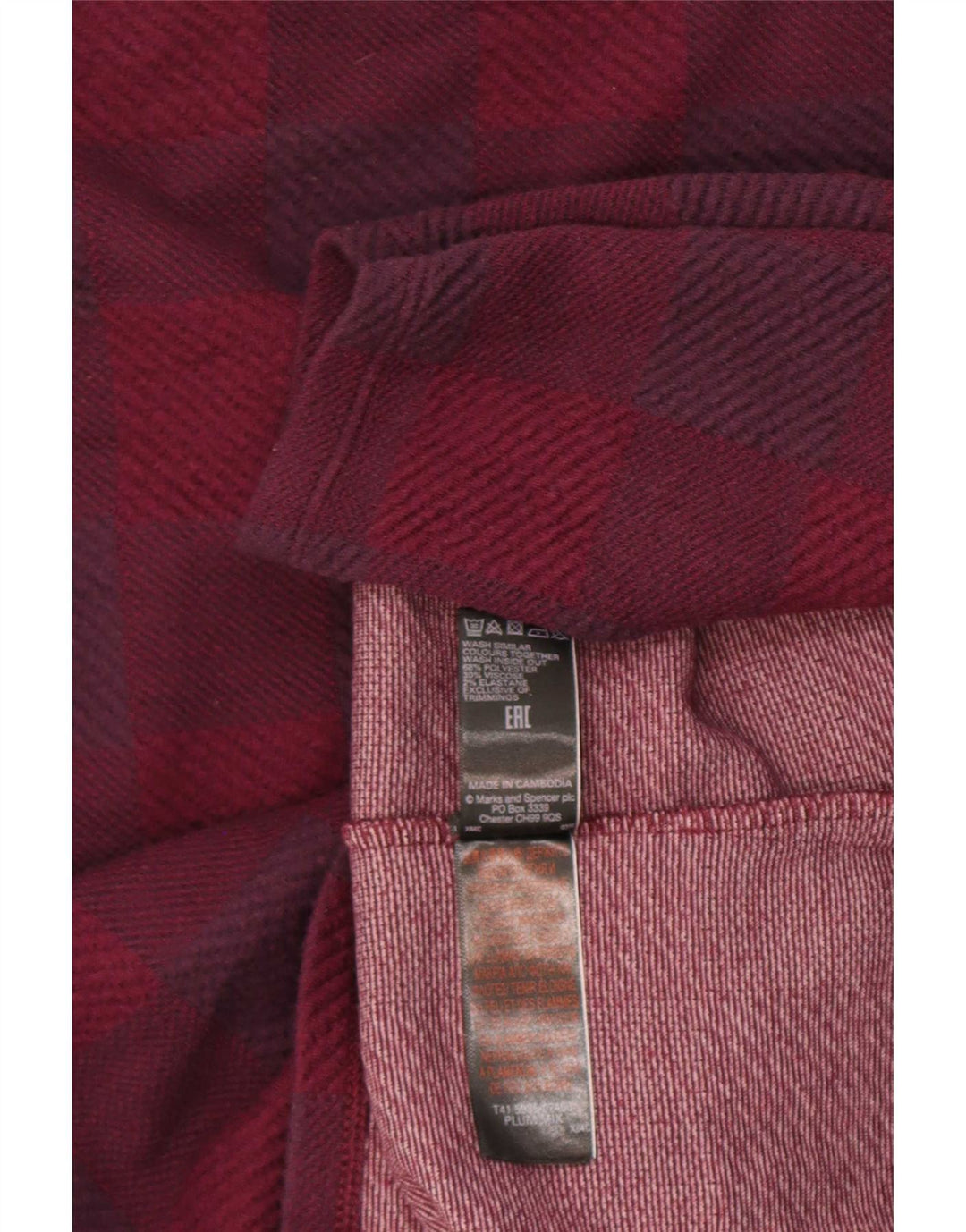 Marks & Spencer Top para mujer de manga larga UK 44 Poliéster a cuadros morado grande