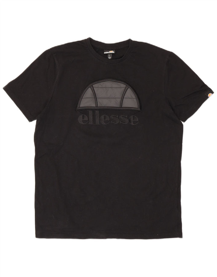 Ellesse - Camiseta gráfica para hombre, talla grande, algodón negro