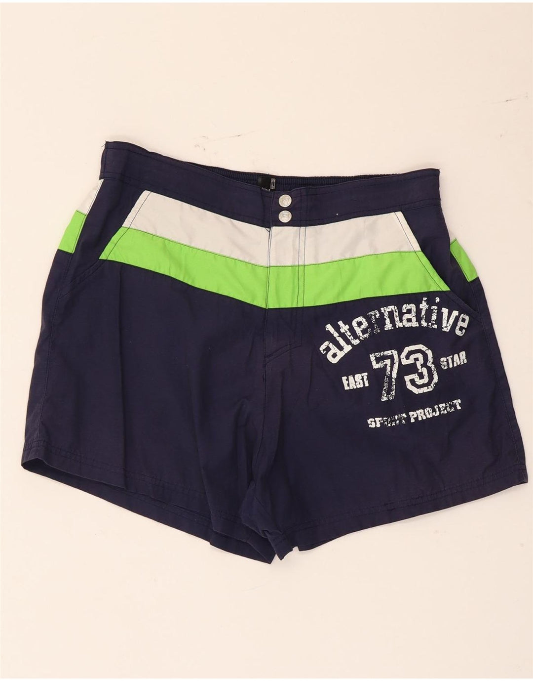 Fila Bañador con estampado gráfico para hombre, tamaño pequeño, poliéster color block azul marino