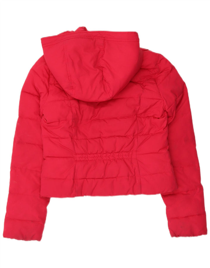 HOLLISTER Chaqueta acolchada con capucha para mujer UK 6 XS Poliéster rosa