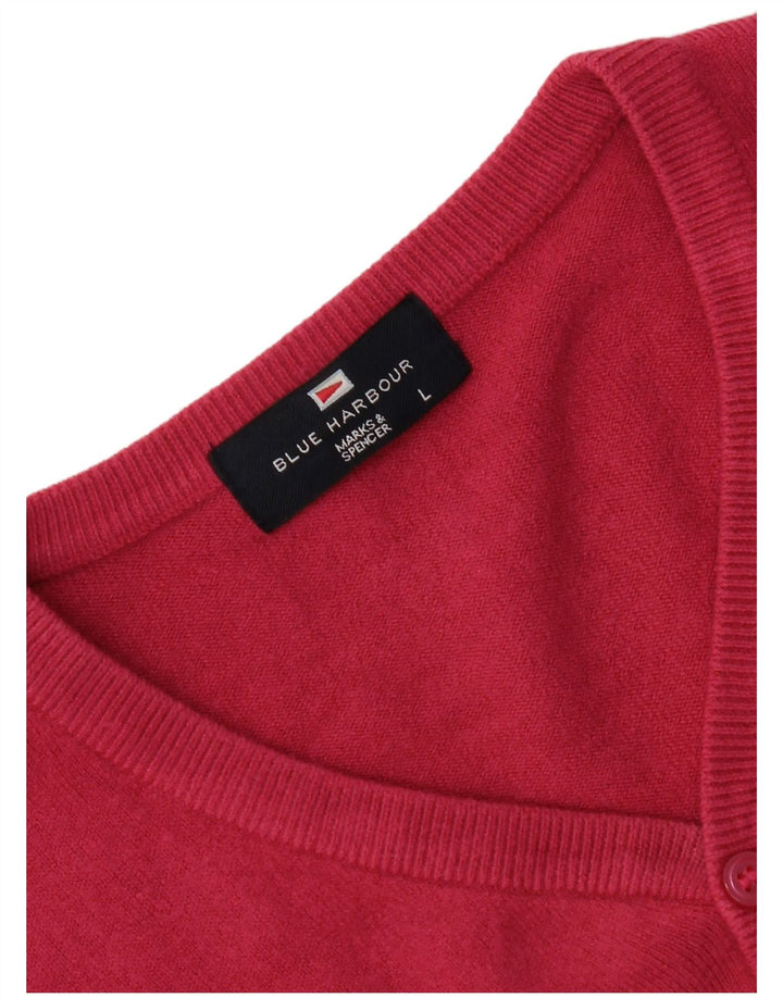 Marks & Spencer Suéter con Cuello en V para Mujer UK 46 Grande Rosa
