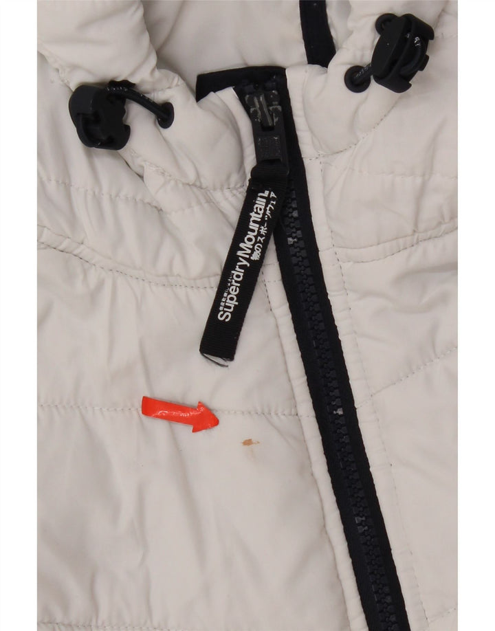 Superdry Mujer Chaqueta Acolchada Con Capucha UK 8 Small Blanco Colorblock