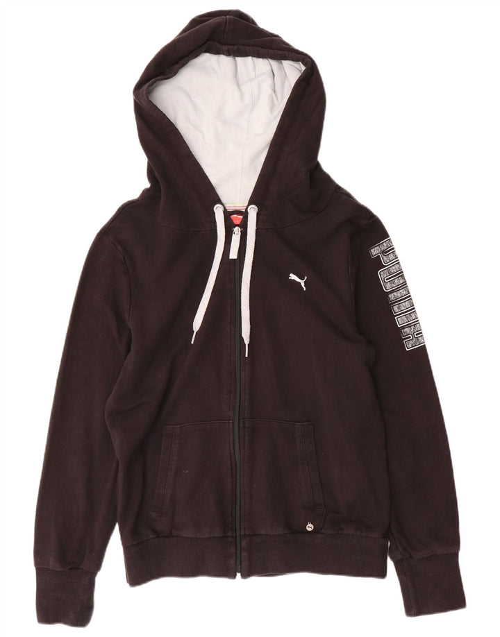 PUMA Suéter con capucha y cremallera gráfica para mujer Reino Unido 14 Mediano Algodón negro