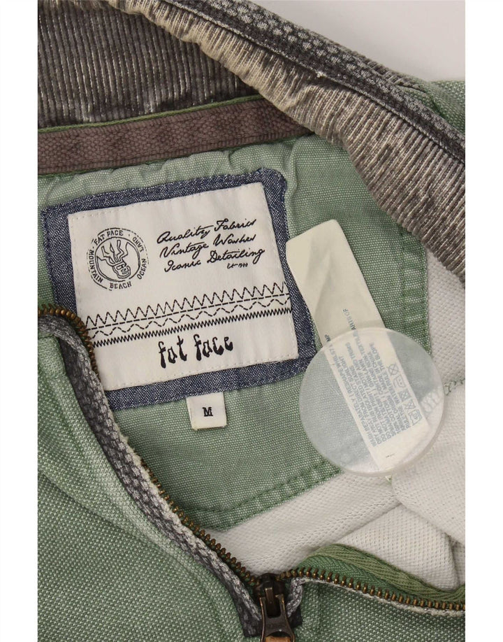Sudadera con capucha y cuello con cremallera para hombre Fat Face Jersey de algodón verde medio