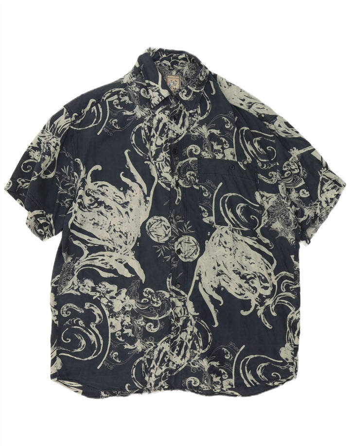 REPORT Camisa Manga Corta Hombre Talla 41/42 Grande Azul Marino Paisley