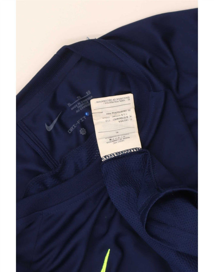 Camiseta Nike Dri Fit para hombre Top XL Azul marino Colorblock Poliéster