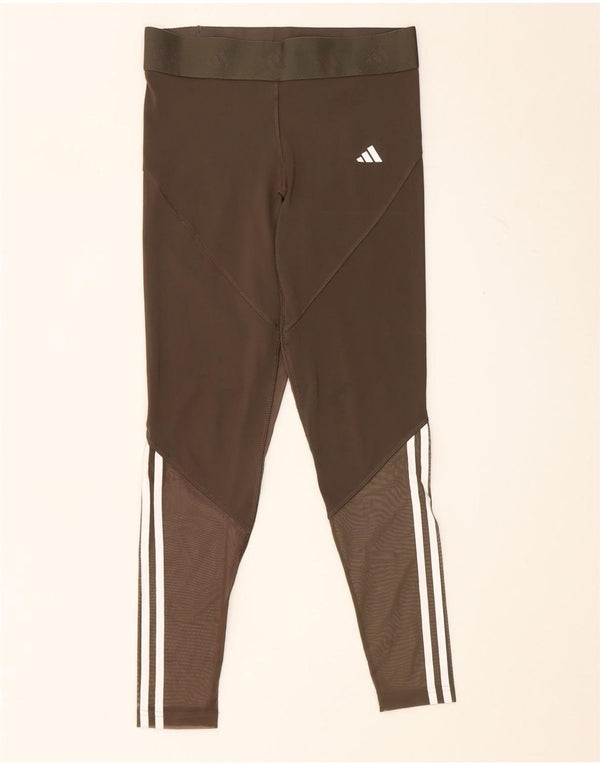 Adidas Womens Graphic Leggings UK 12/14 Medium Khaki Polyester