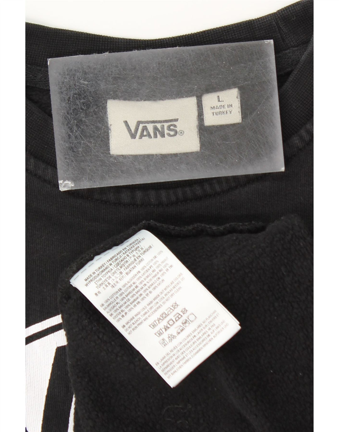 VANS Sudadera gráfica para mujer Jersey UK 44 Grande Algodón negro