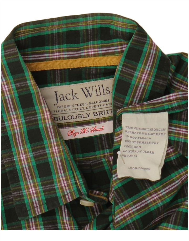 Camisa Jack Wills Hombre XS Algodón a cuadros verde