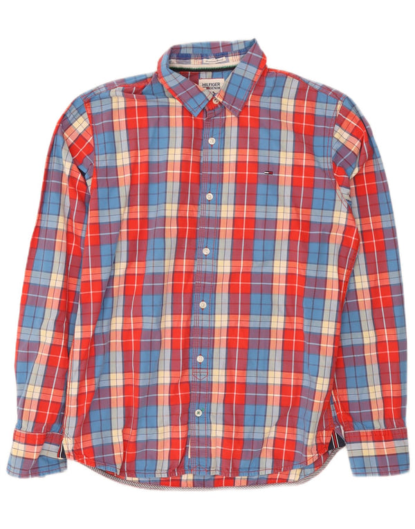 Camisa Tommy Hilfiger para hombre de algodón a cuadros rojos grandes