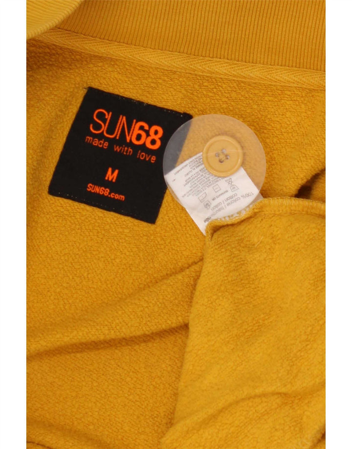 Sun68 Suéter con capucha y cremallera para hombre Algodón amarillo medio