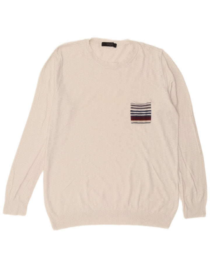 Liu Jo - Jersey de cuello redondo para hombre, talla grande, color blanco