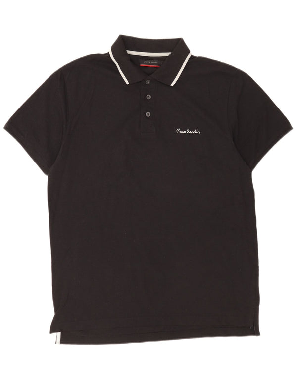 Pierre Cardin Mens Polo Shirt Large Black Cotton