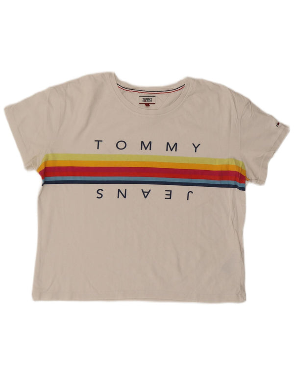 TOMMY HILFIGER Camiseta gráfica para mujer Top UK 44 Algodón blanco mediano