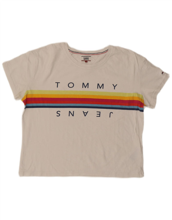 TOMMY HILFIGER Camiseta gráfica para mujer Top UK 44 Algodón blanco mediano
