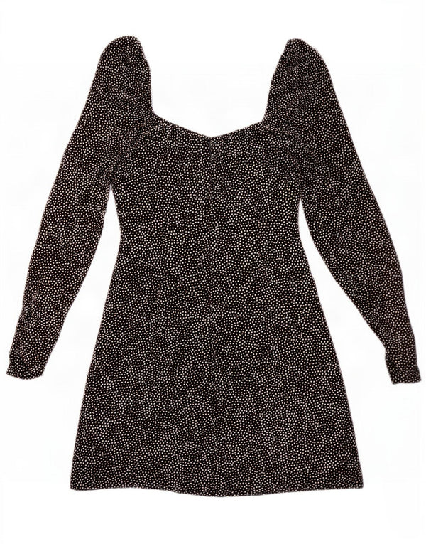Zara Mujer Mini Vestido Con Hombros Descubiertos UK 6 XS Negro Manchado