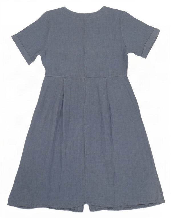 WoolOvers Vestido acampanado para mujer UK 44 Grande Lino azul
