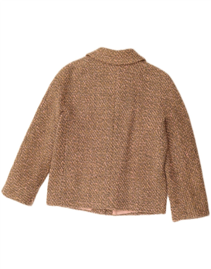 Vintage mujer 4 botones Blazer chaqueta Reino Unido 16 marrón grande
