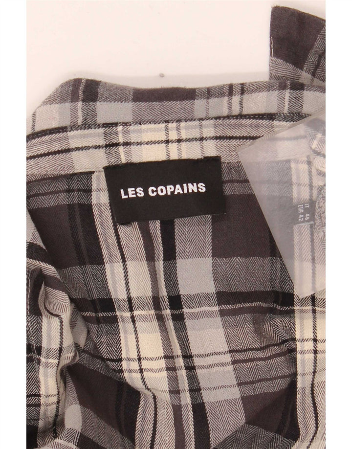 Les Copains Camisa De Franela Con Volantes En La Parte Delantera IT 46 Large Grey Check