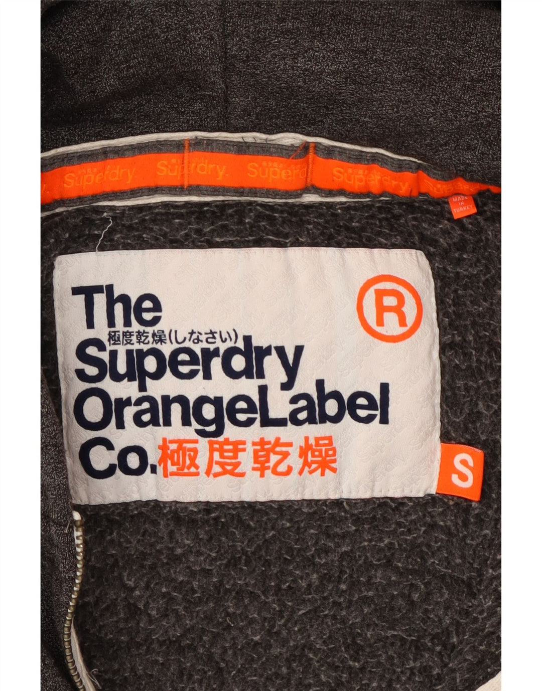 Superdry Sudadera con capucha y cremallera para hombre, talla pequeña, algodón gris