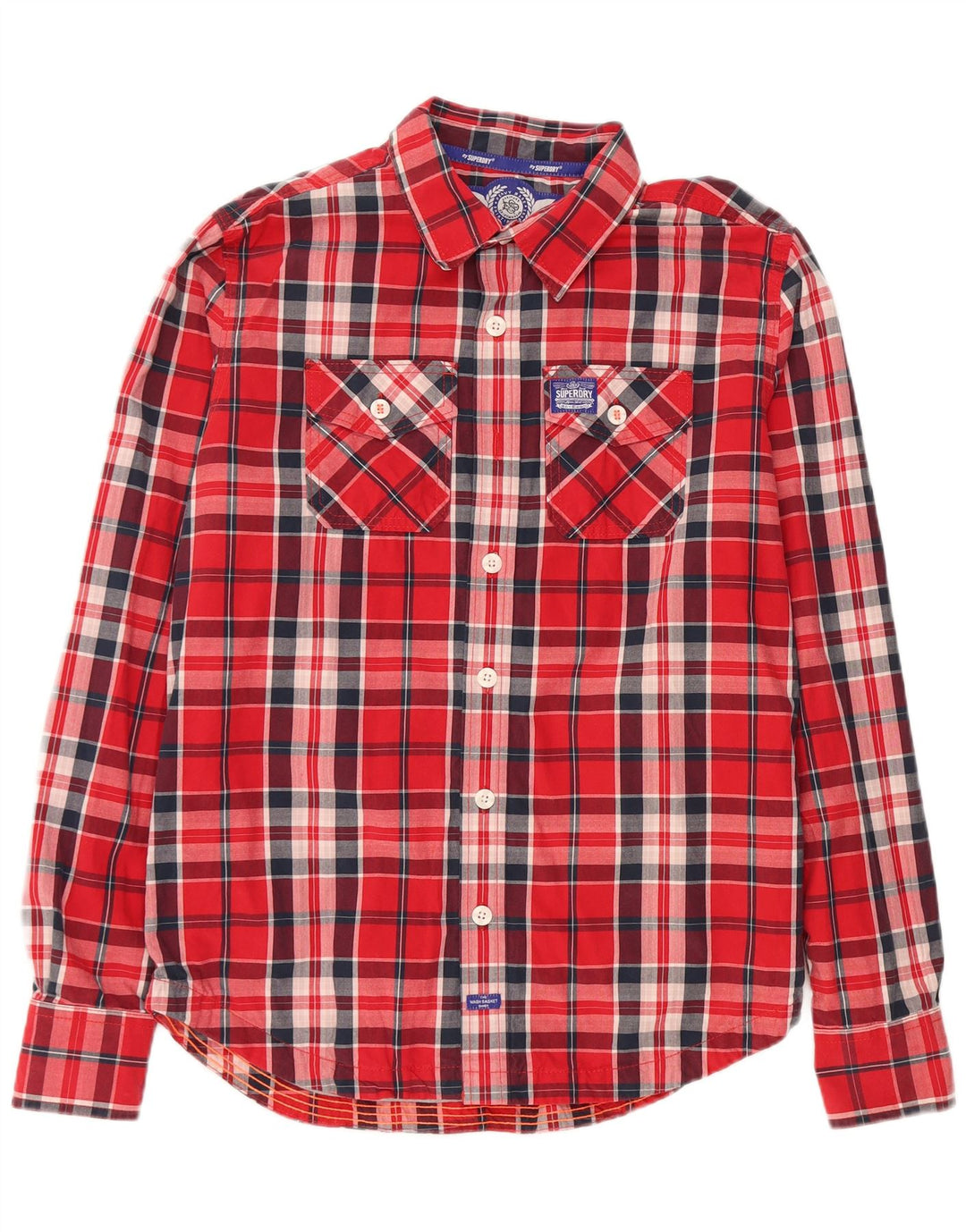 Camisa Superdry Hombre XL Algodón A Cuadros Rojo