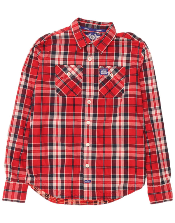 Camisa Superdry Hombre XL Algodón A Cuadros Rojo
