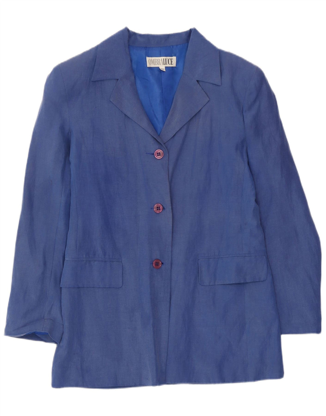 Ombraluce Chaqueta Blazer De 3 Botones Para Mujer IT 44 Seda Azul Mediana
