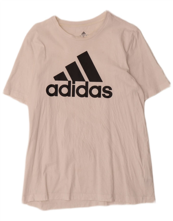 Adidas - Camiseta gráfica para hombre, talla mediana, algodón blanco