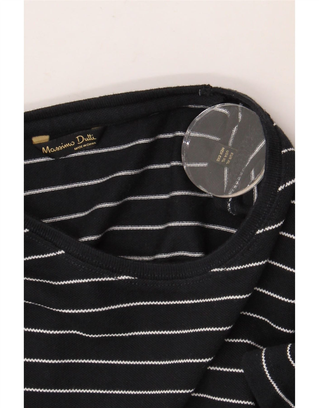 MASSIMO DUTTI Camiseta Hombre Top XL Negro Rayas