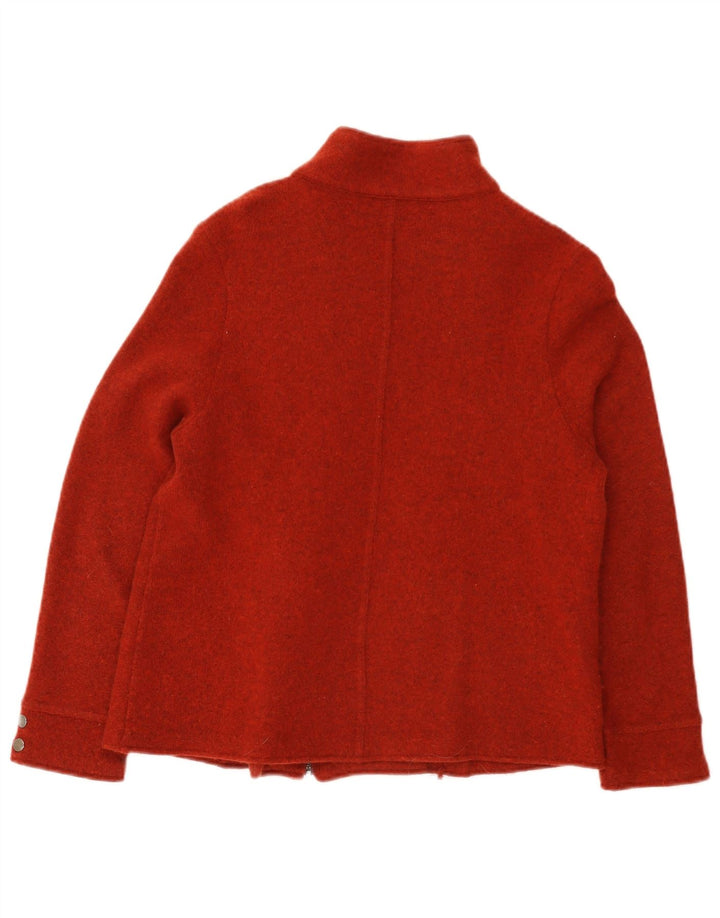 Laura Ashley Chaqueta Blazer de Punto con Cremallera Completa para Mujer UK 46 Grande Lana de Cordero Roja