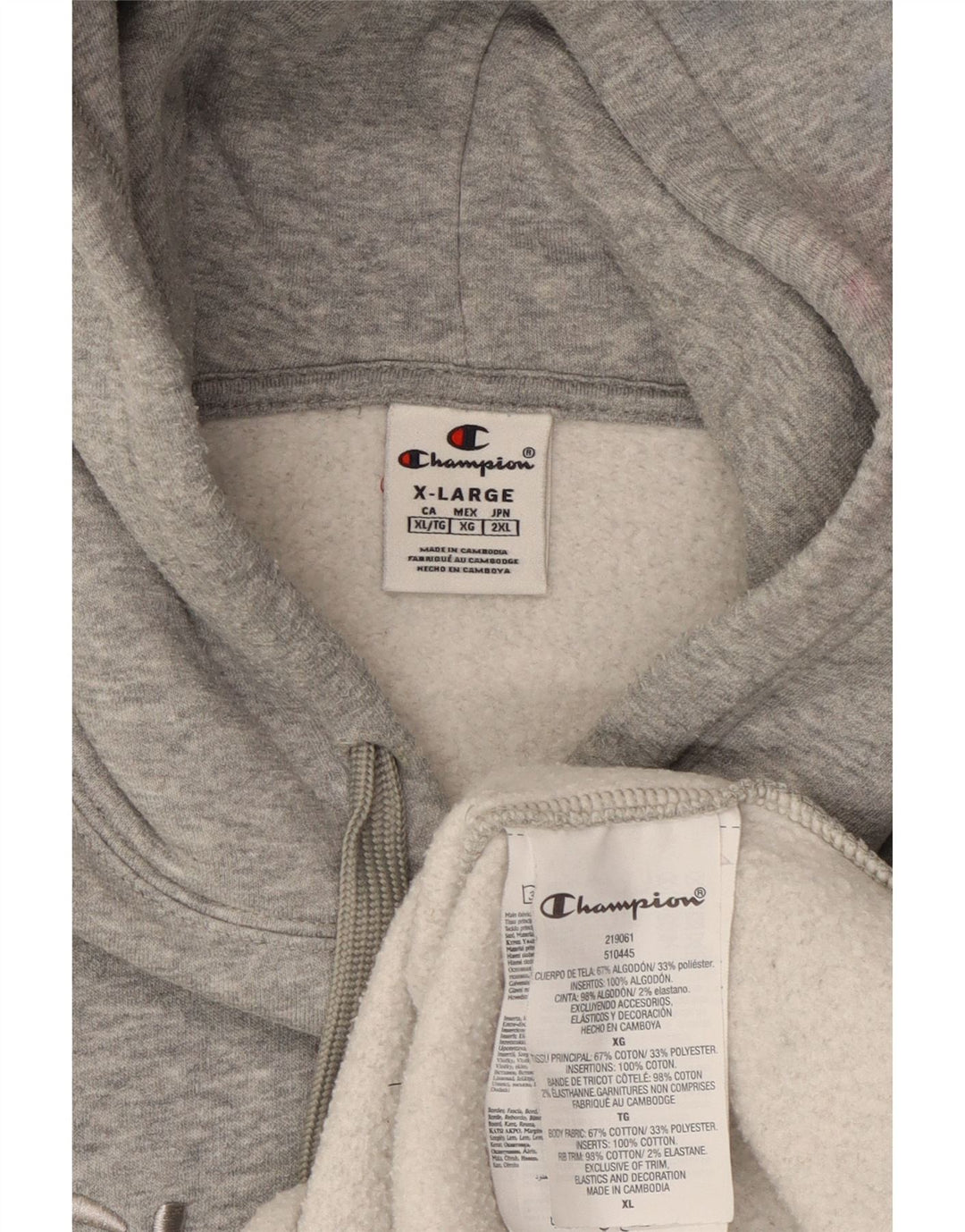 CHAMPION Jersey con capucha gráfico para hombre XL Algodón moteado gris