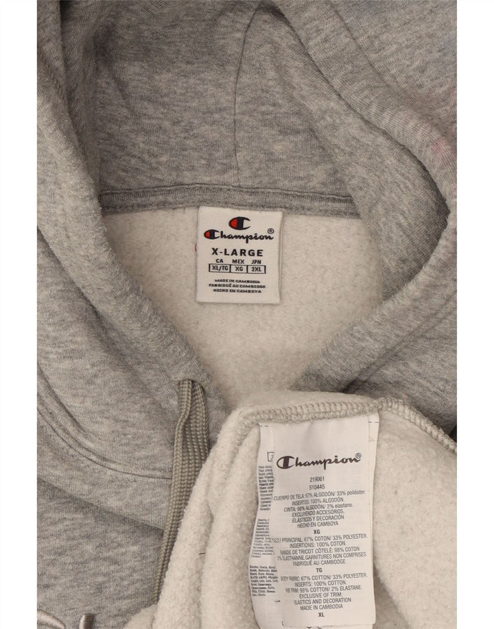 CHAMPION Jersey con capucha gráfico para hombre XL Algodón moteado gris