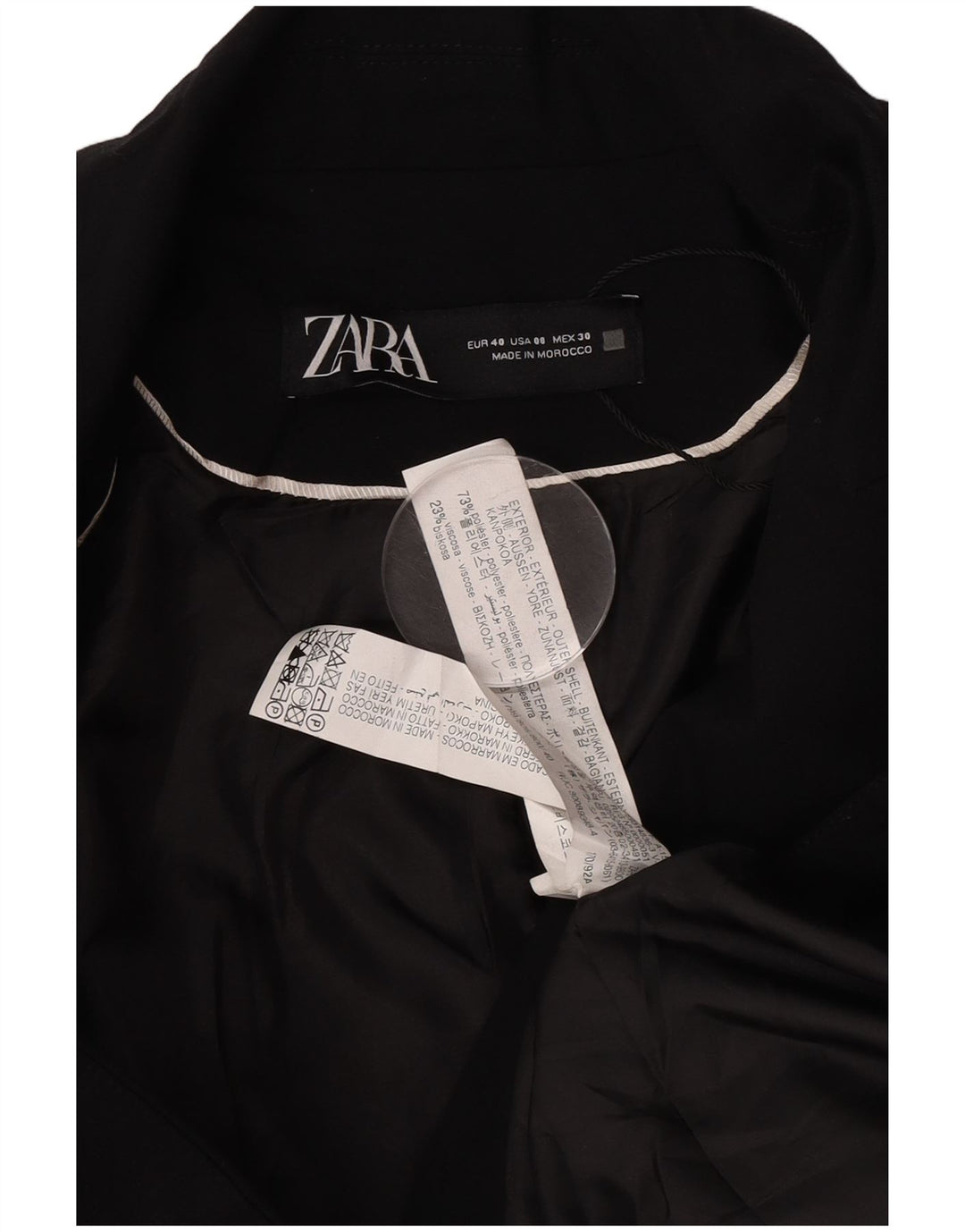 Zara Mujer Chaqueta Blazer De 1 Botón EU 40 Mediano Negro Poliéster
