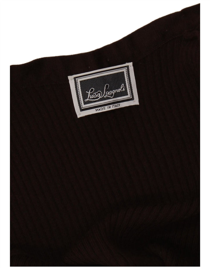 LUISA SPAGNOLI Suéter tipo cárdigan abierto sin mangas para mujer UK 40 Marrón medio