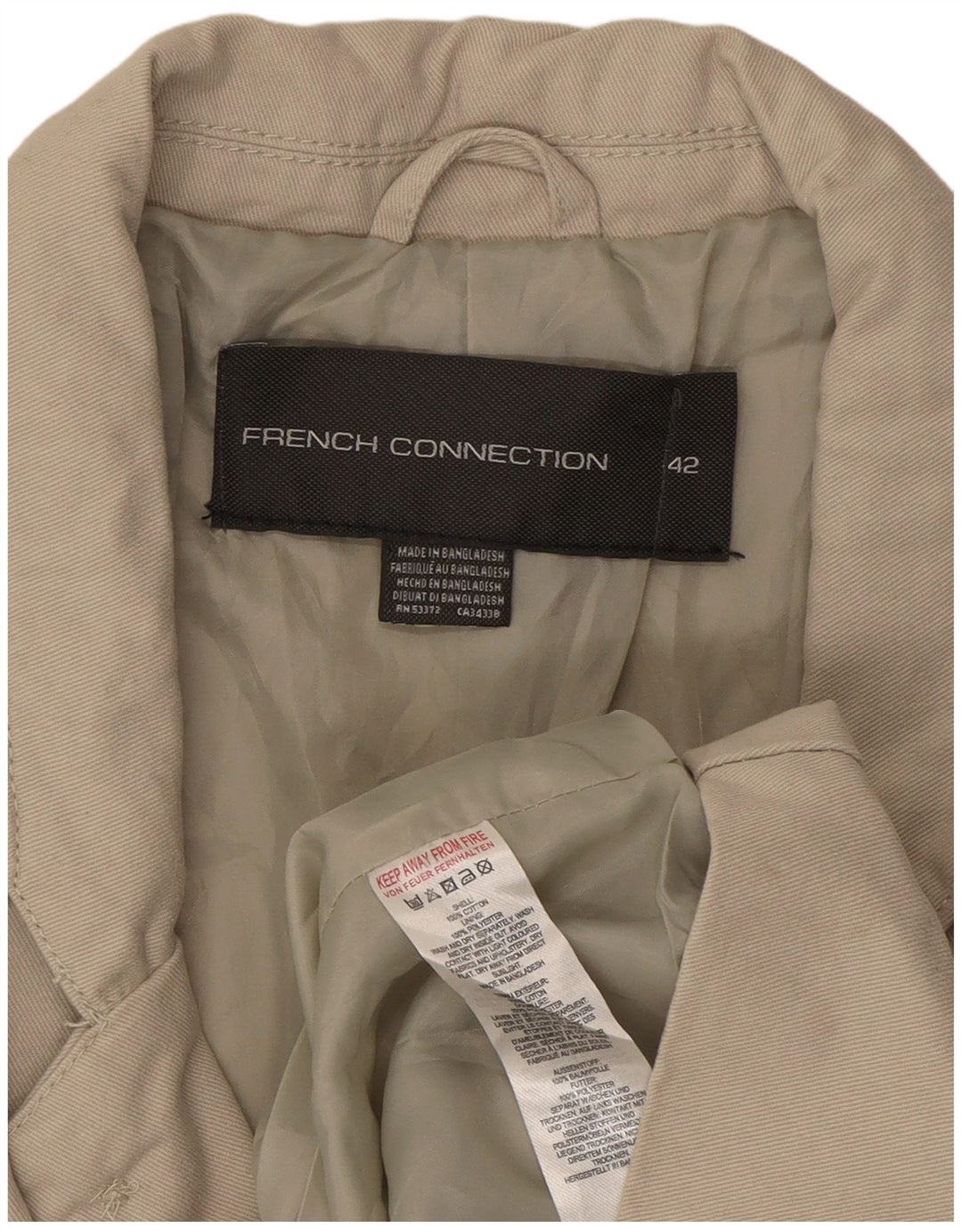 French Connection Chaqueta tipo blazer de 2 botones para hombre UK 42 XL Algodón beige