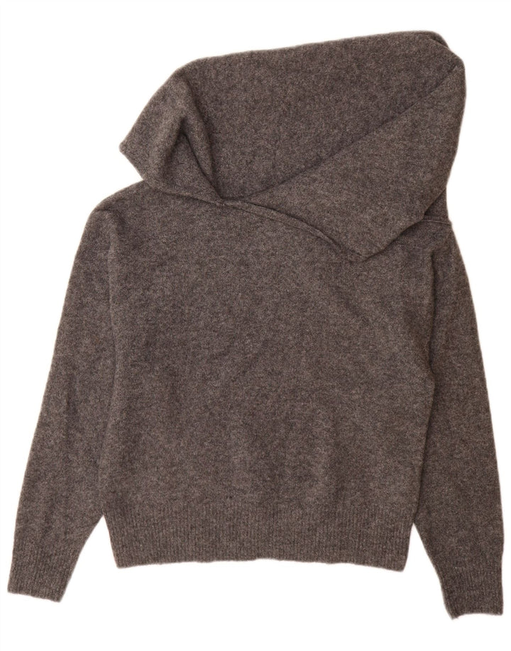 Zara Mujer Jersey Oversize Con Cuello Chal UK 10 Small Gris Poliéster