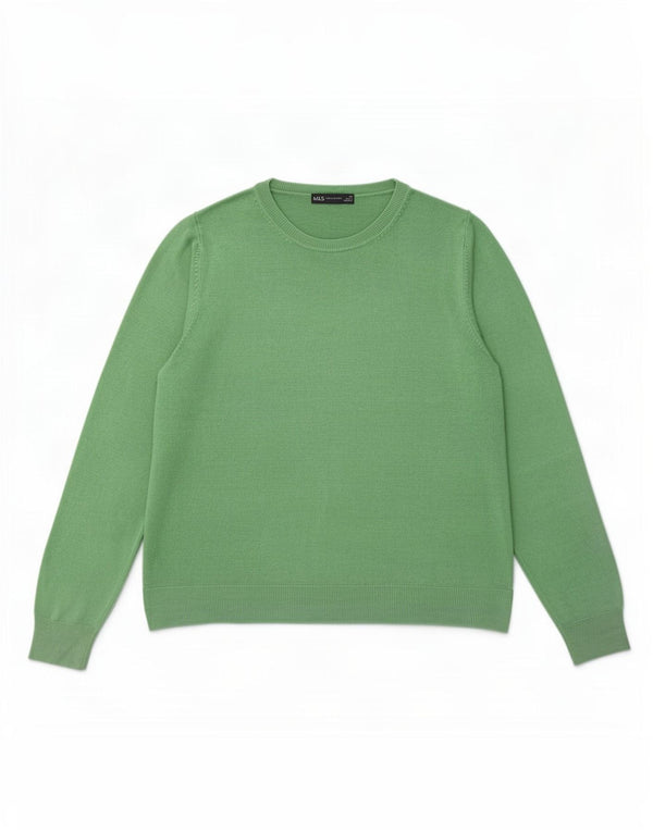 Marks & Spencer Jersey de Cuello Redondo para Mujer UK 22 3XL Acrílico Verde