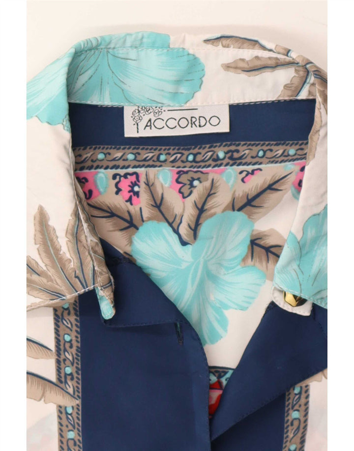 ACCORDO Blusa camisera con estampado abstracto para mujer UK 46 Grande Multicolor