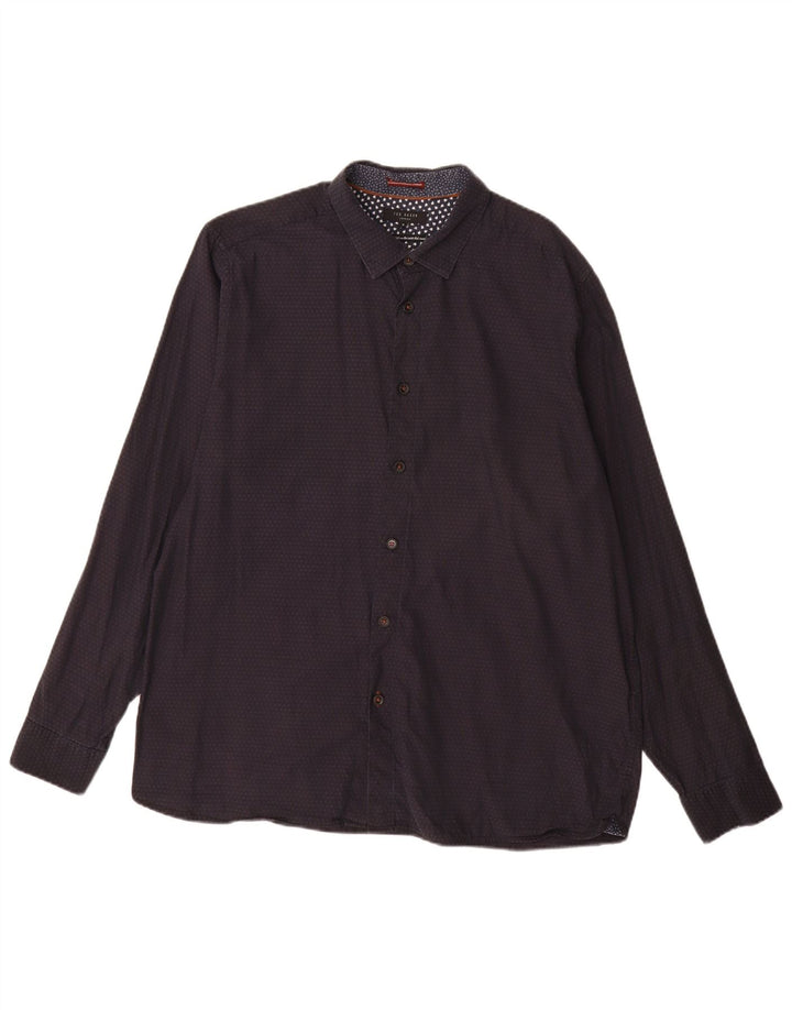 Ted Baker Camisa con estampado abstracto para hombre Talla 6 XL Algodón con manchas azul marino