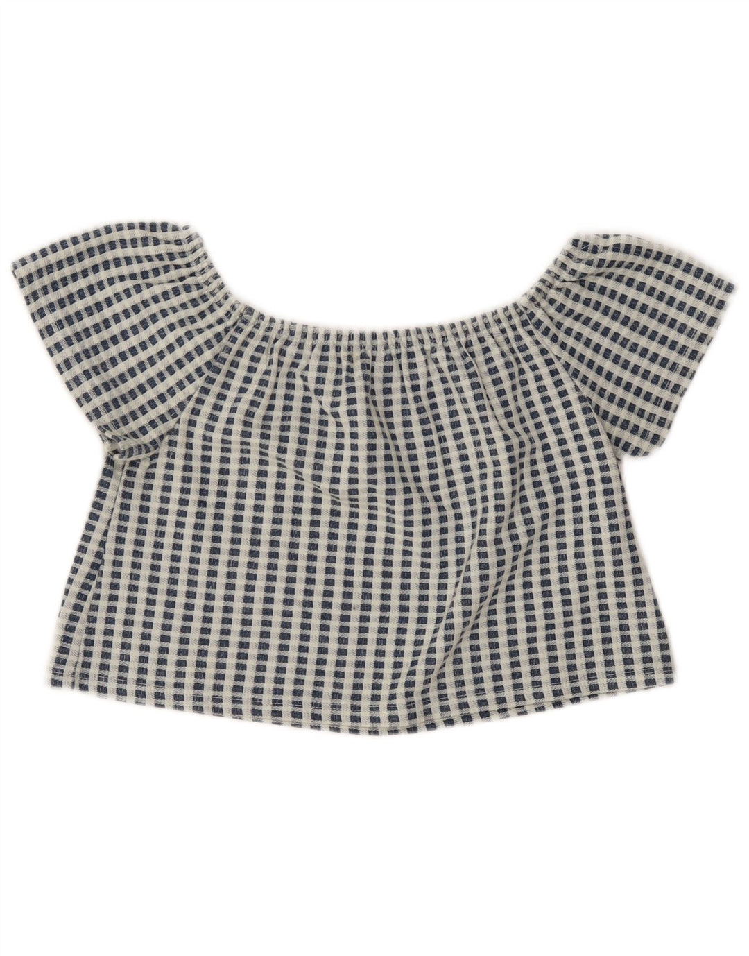 Zara Mujer Trafaluc Crop Top UK 10 Small Azul Cuadros Poliéster