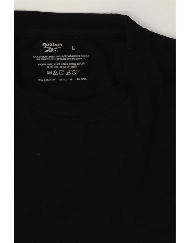 Reebok - Camiseta para hombre, talla grande, algodón negro