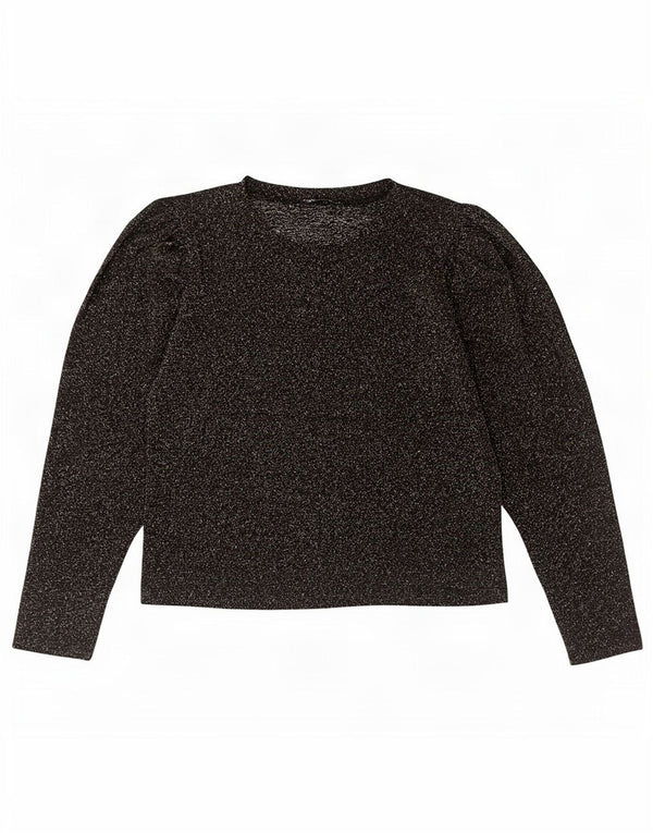 Zara Mujer Top Manga Larga UK 42 Mediano Negro