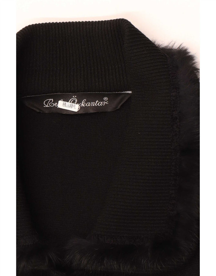 Vintage mujer punto abrigo Reino Unido 16 grande negro clásico