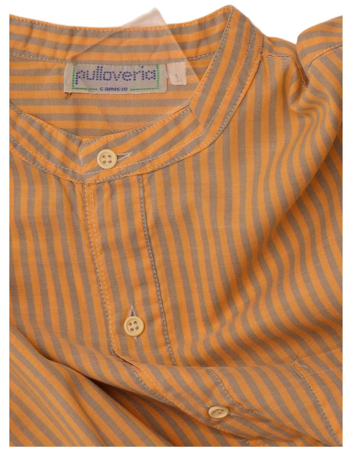 PULLOVERIA Camisa tipo jersey de manga corta para hombre, grande, a rayas naranjas