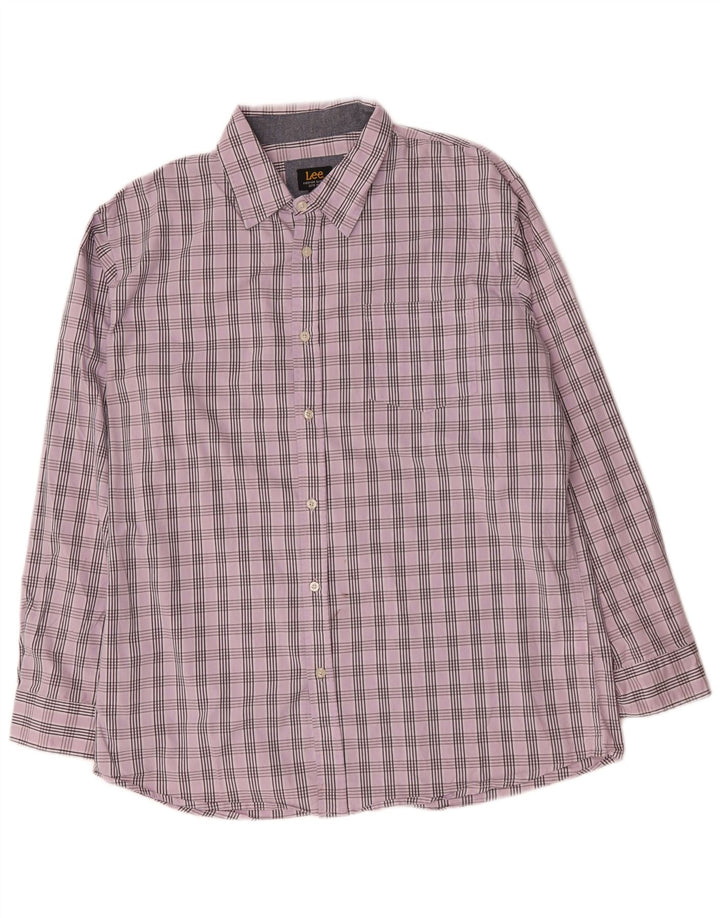 Camisa Lee Hombre XL Algodón A Cuadros Morado