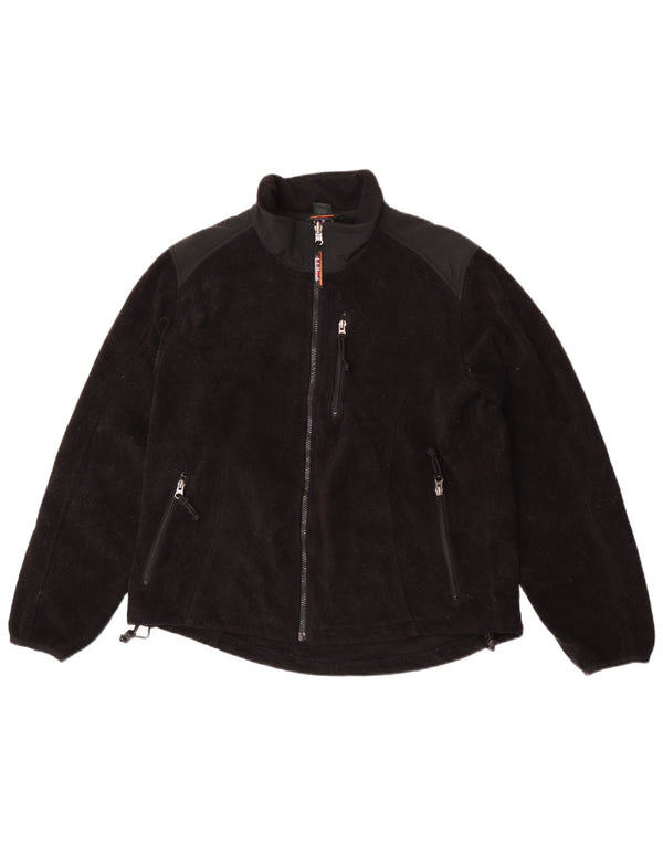 L.L.Bean Womens Fleece Jacket UK 16 Large Black Colourblock Polyester