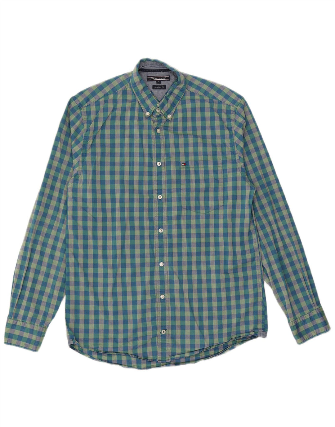 Camisa Tommy Hilfiger New York Fit de algodón a cuadros en azul medio